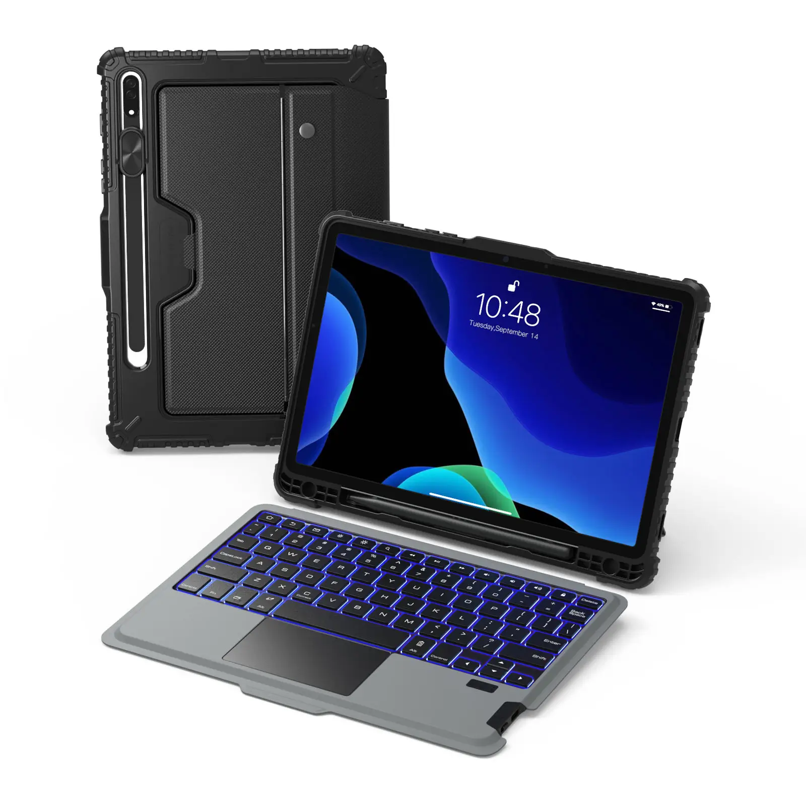 Bumper Combo Backlit Keyboard Case (Black) for Galaxy Tablet Series - Image 14