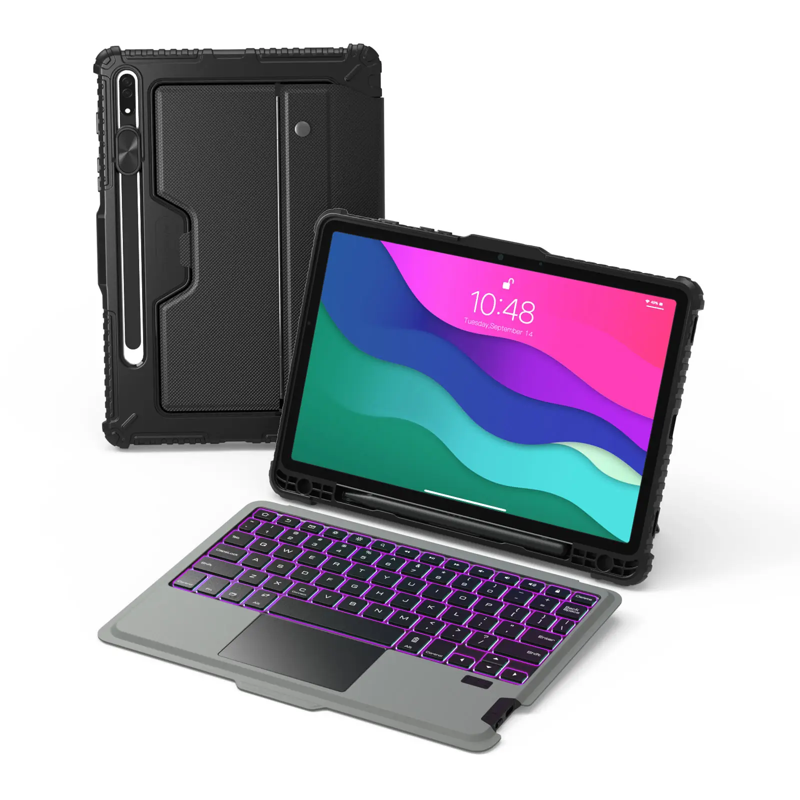 Bumper Combo Backlit Keyboard Case (Black) for Galaxy Tablet Series - Image 30