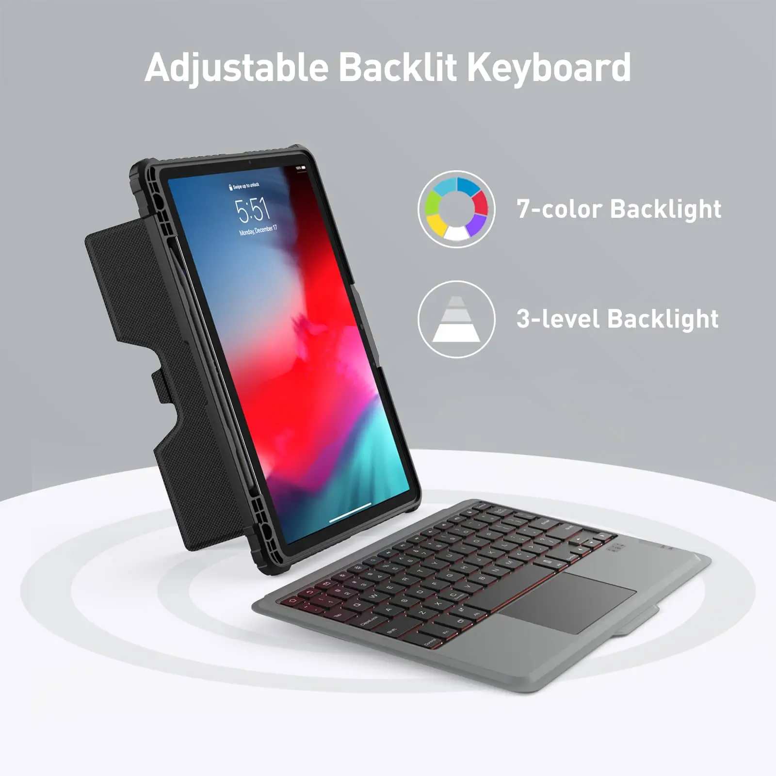 Bumper Combo Backlit Keyboard Case (Black) for Galaxy Tablet Series - Image 33