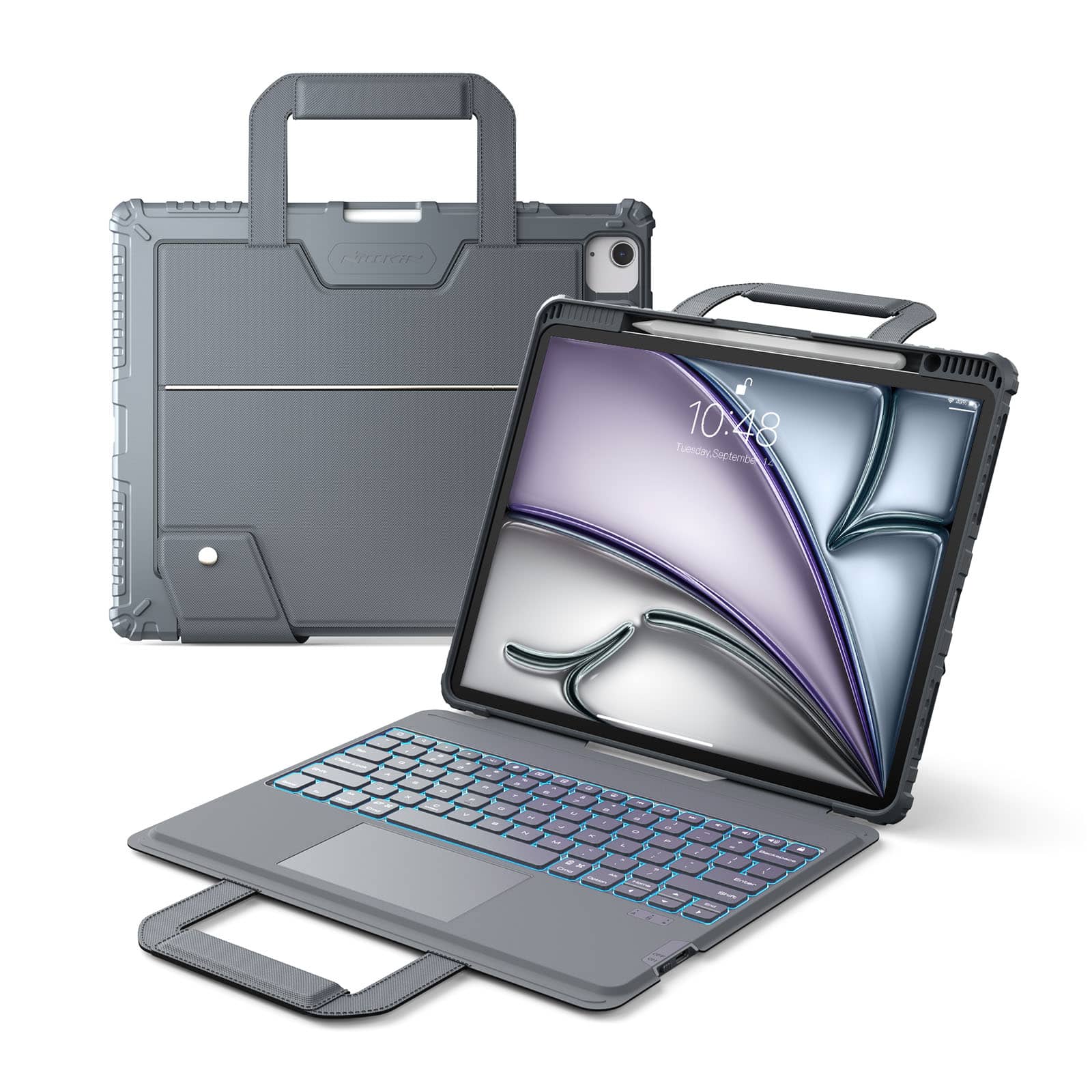Carry Go Portable Handle Backlit Keyboard Case (Grey) for iPad Series - Image 21