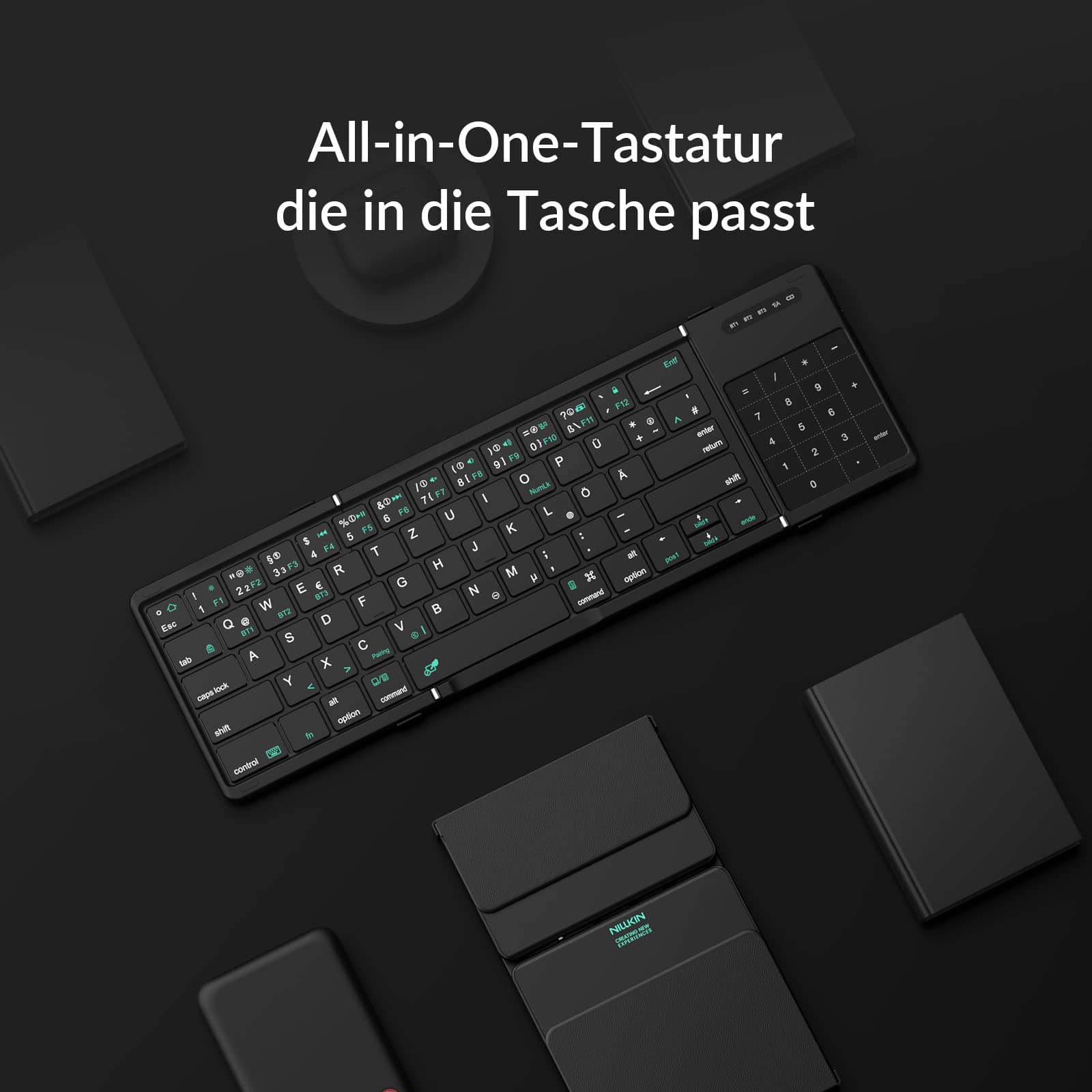 Cube Pocket Foldable Bluetooth Keyboard with Touchpad - Image 53