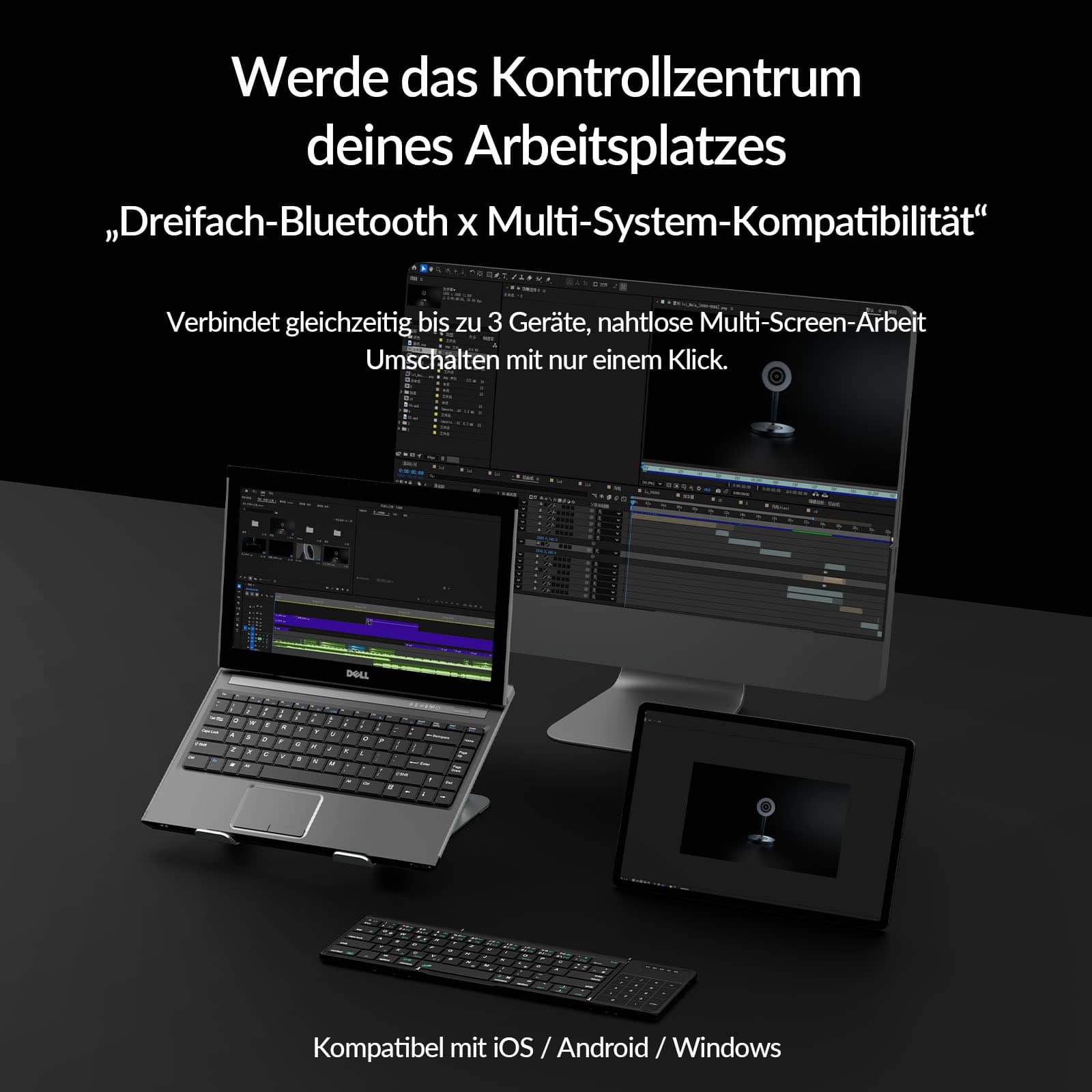 Cube Pocket Foldable Bluetooth Keyboard with Touchpad - Image 55