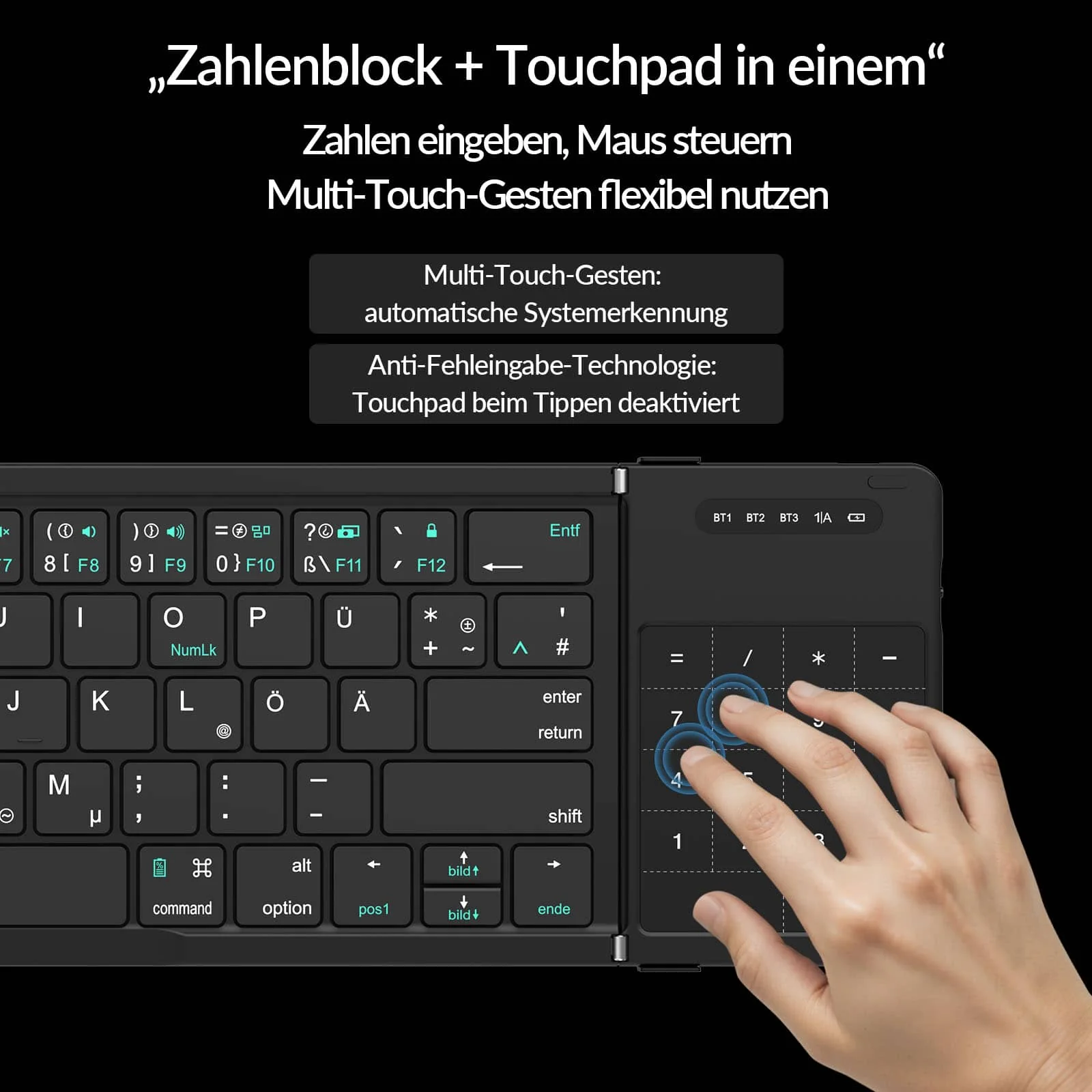 Cube Pocket Foldable Bluetooth Keyboard with Touchpad - Image 57
