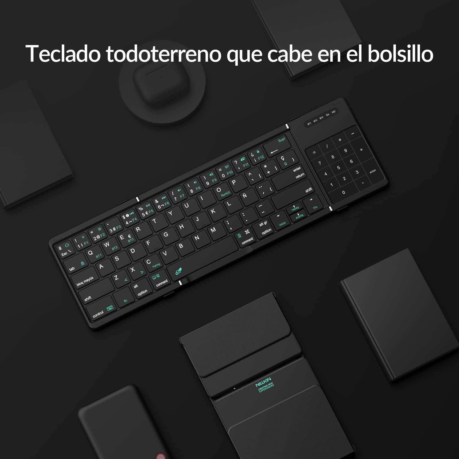 Cube Pocket Foldable Bluetooth Keyboard with Touchpad - Image 67
