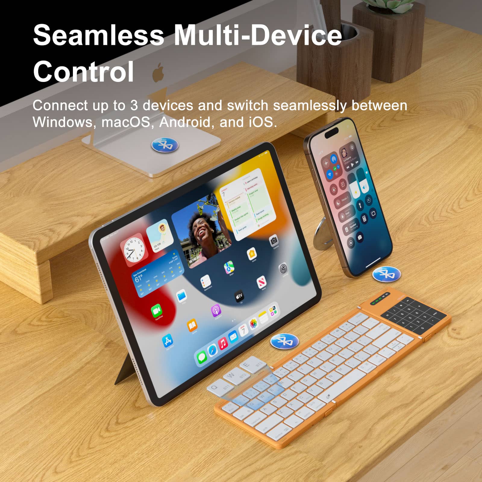 Cube Pocket Foldable Bluetooth Keyboard with Touchpad - Image 87