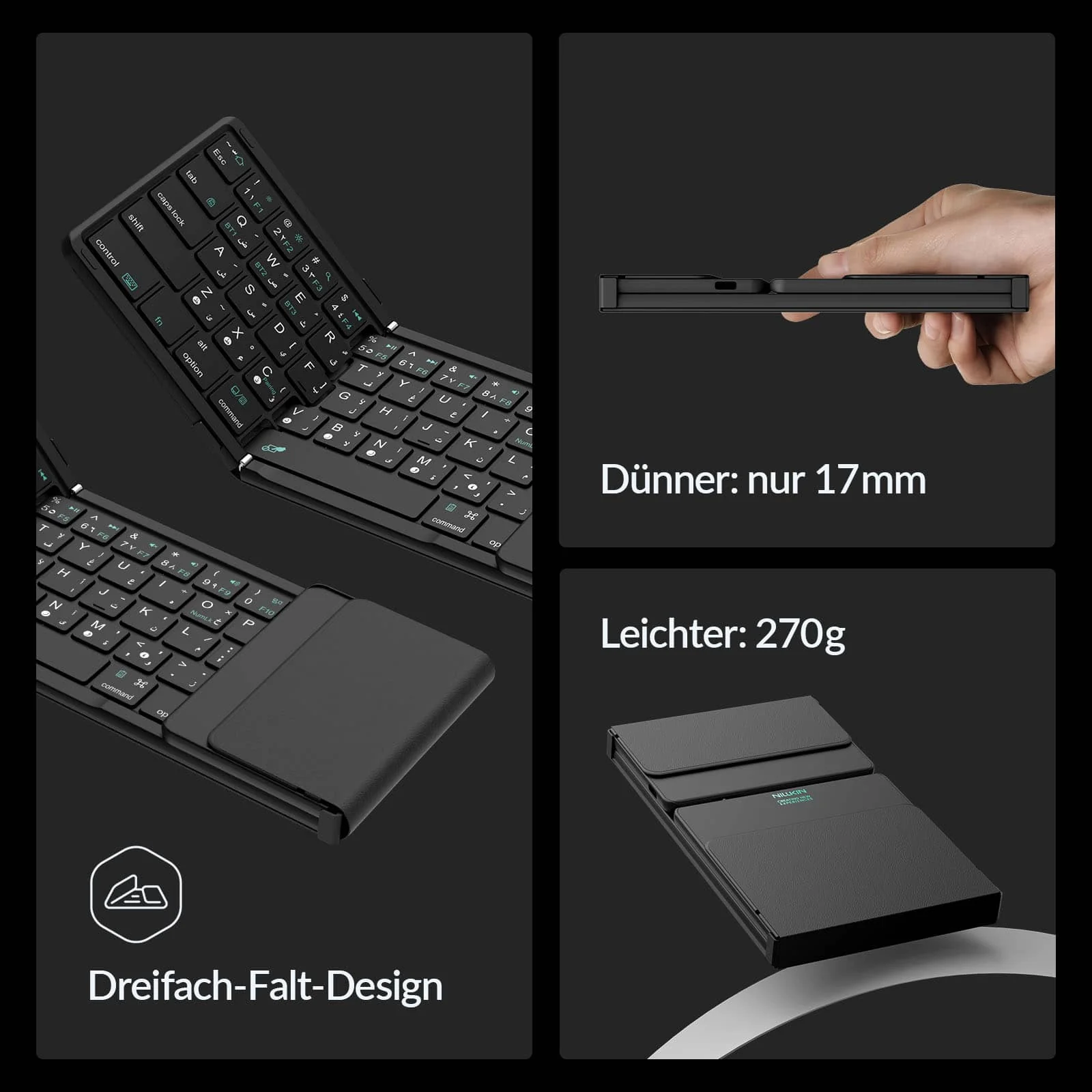 Cube Pocket Foldable Keyboard & FiberSnap Triple Phone Grip Holder - Image 36