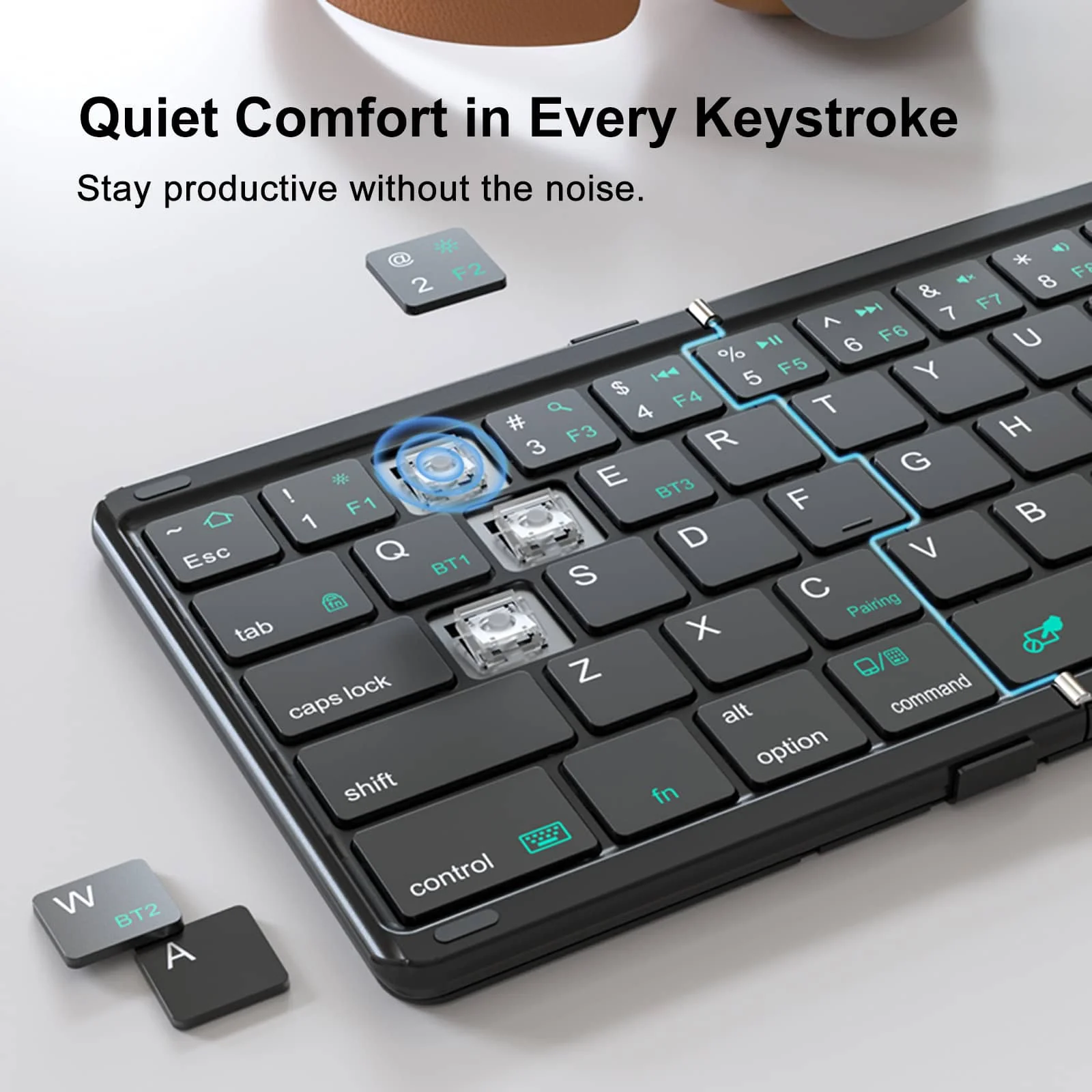 Cube Pocket Foldable Keyboard & FiberSnap Triple Phone Grip Holder - Image 6