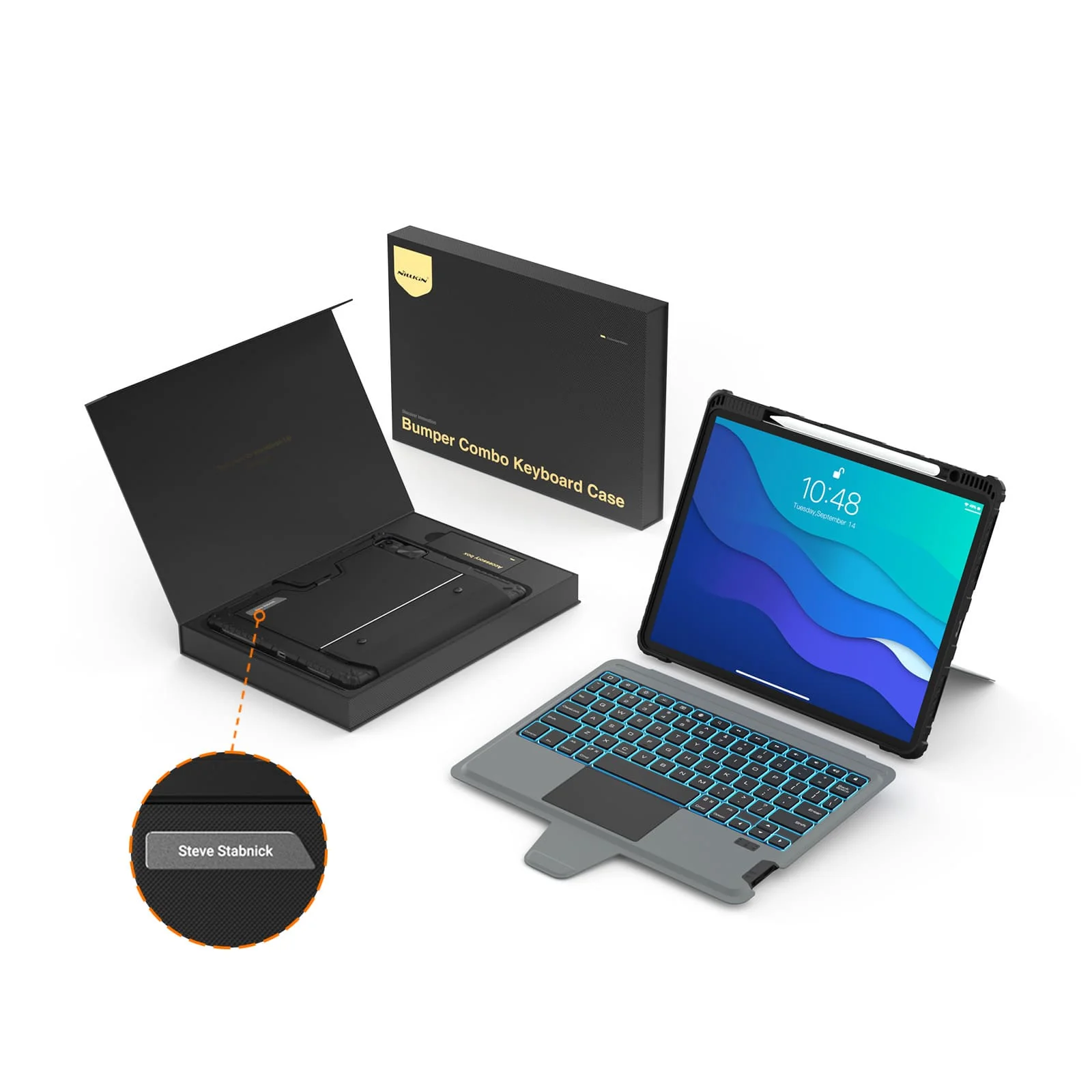 Custom Engraved Name Backlit Keyboard Case with Gift Box for iPad Series - Image 11