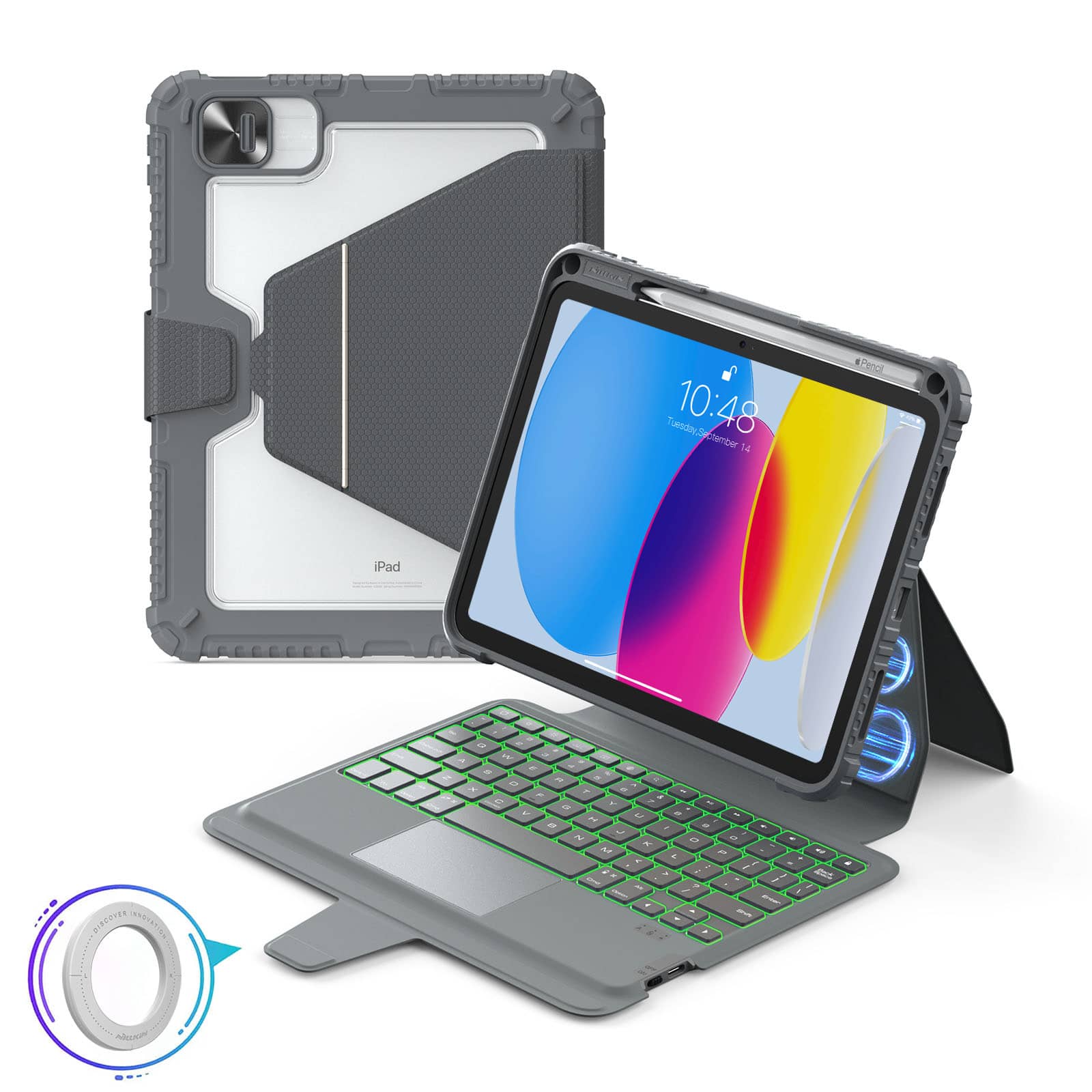 Magnetic Bumper Link Backlit Keyboard Case (Grey) for iPad Series - Image 37