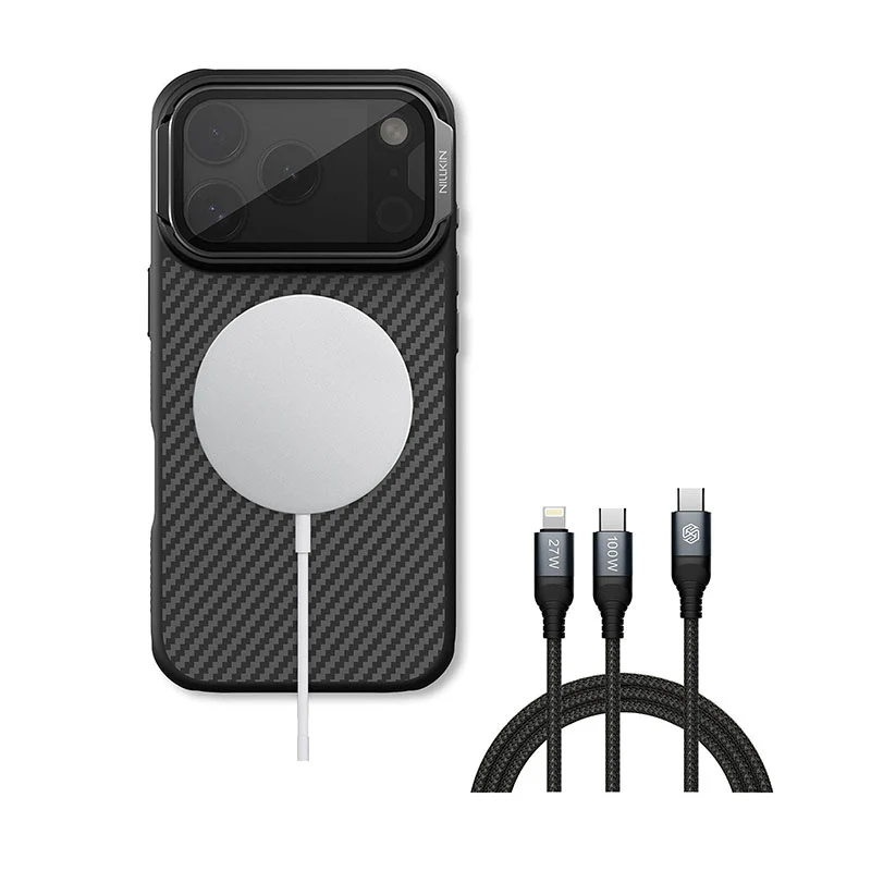 MagSafe® Compatible Kevlar® Case with Tinted Clear Camera Cover & 2-in-1 Charging Cable for iPhone 17 Series - Image 7